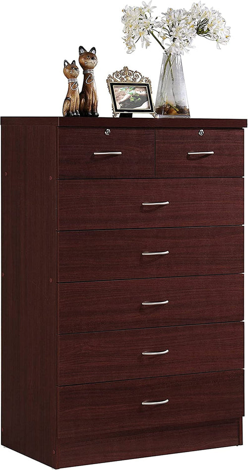 7 Drawer Wood Dresser for Bedroom, 31.5 Inch Wide Chest of Drawers,