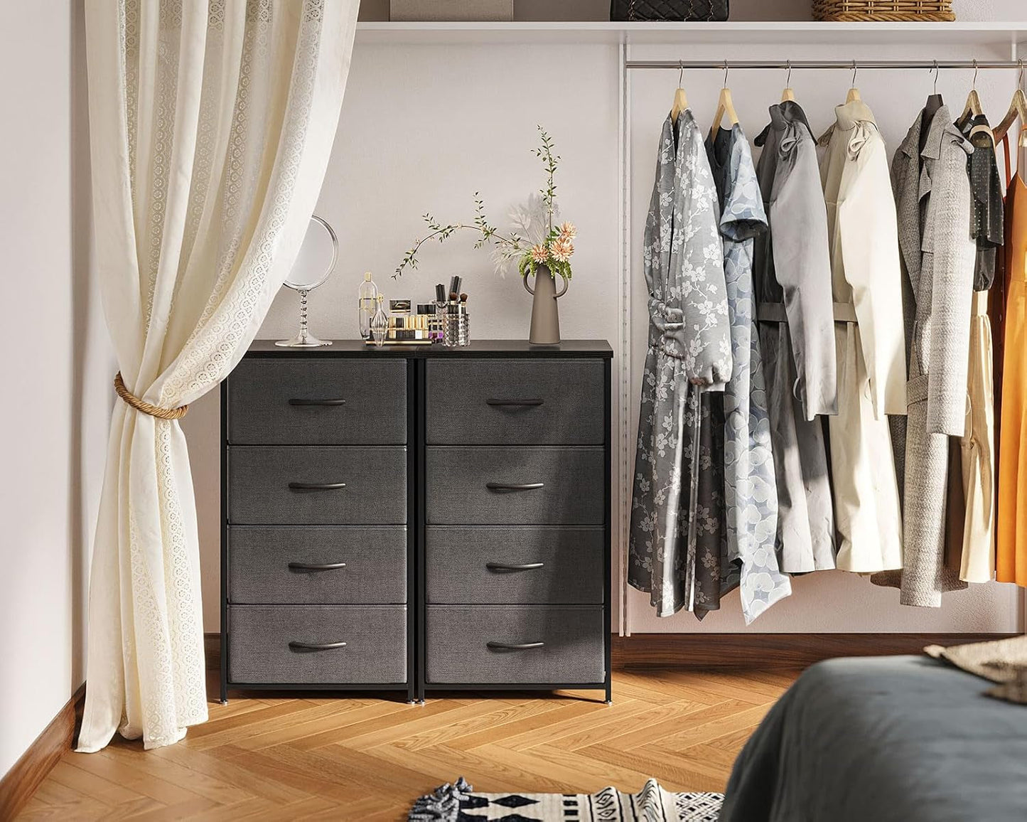 Dresser for Bedroom with 4 Storage Drawers, Small Dresser Chest of