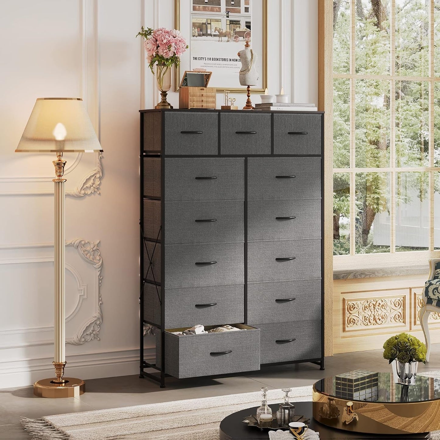 Tall Dresser for Bedroom with 13 Drawers, Storage Dresser Organizer