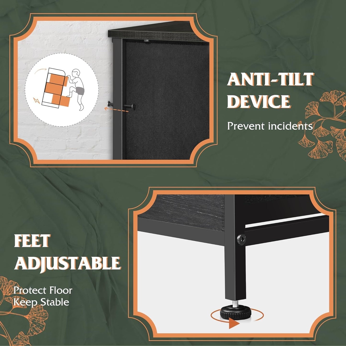 Tall Fabric Dresser for Bedroom with 8 Drawers, Storage Tower with