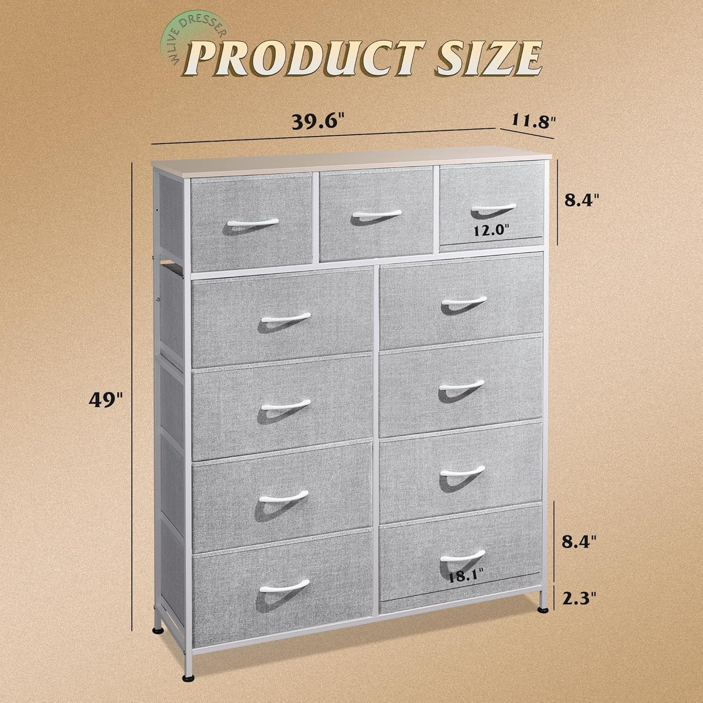 Tall Dresser for Bedroom, Fabric Dresser Storage Tower, Dresser &