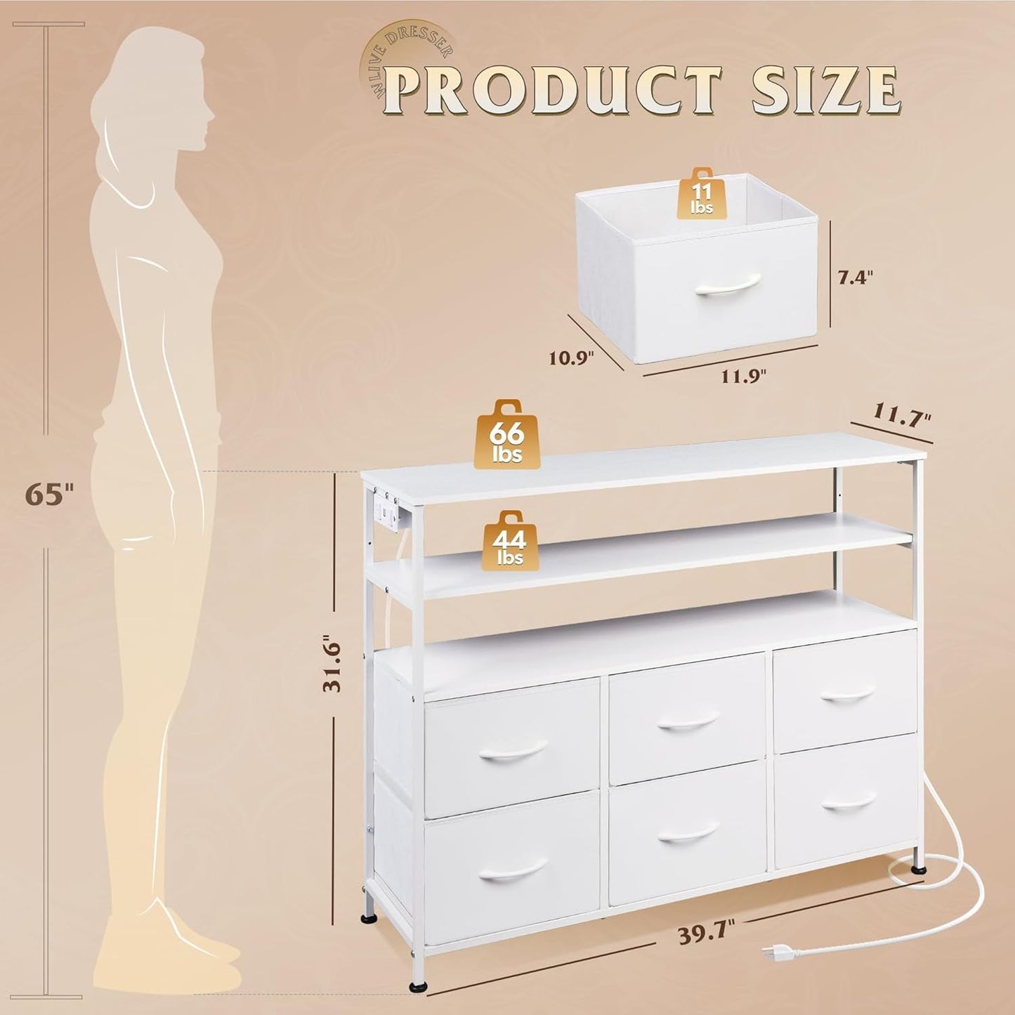 Led Dresser TV Stand for Bedroom, Entertainment Center with LED Lights