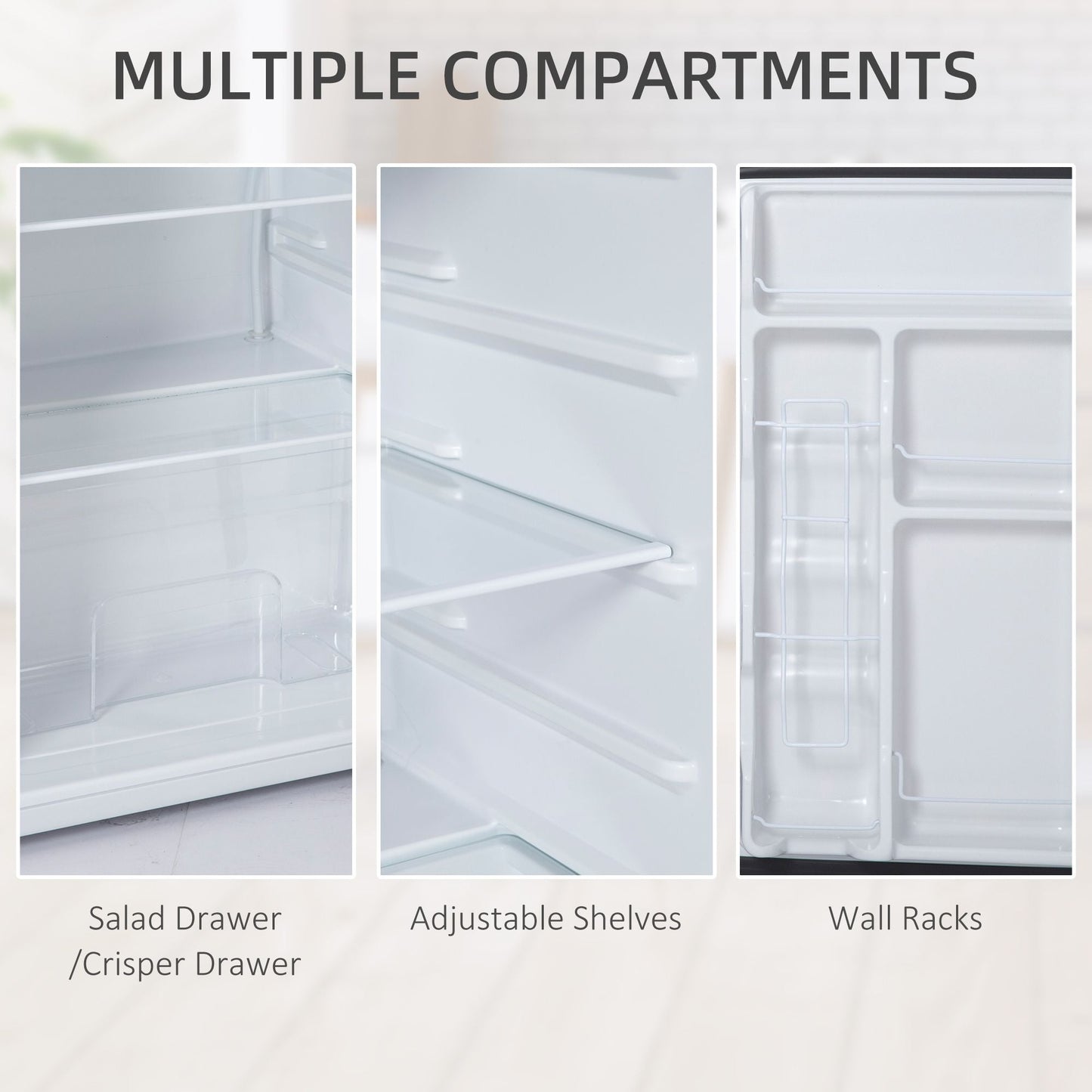 HOMCOM 3.2 Cu.Ft Mini Fridge with Freezer, Single Door Compact