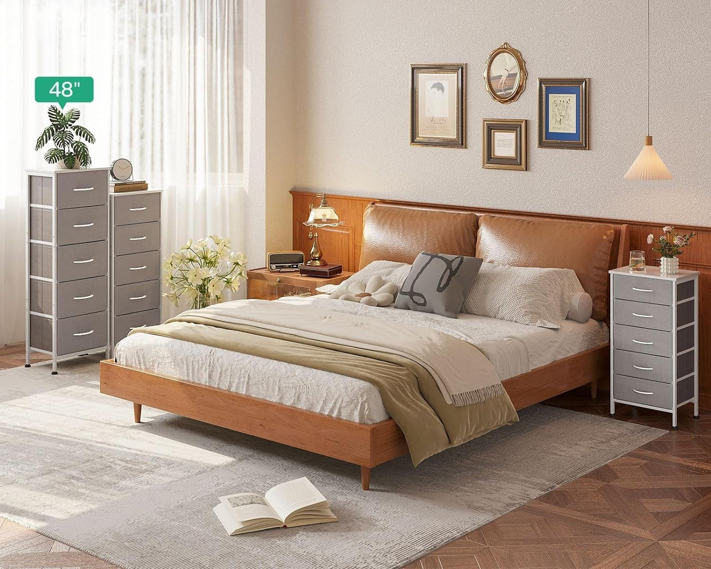 Dresser for Bedroom with 5 Storage Drawers, 48" Tall Dresser Chest of