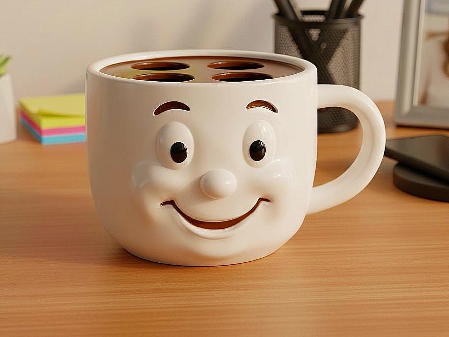 Smiling Mug Coffee Pod Holder – 4‑Slot Personal Desk Organizer,