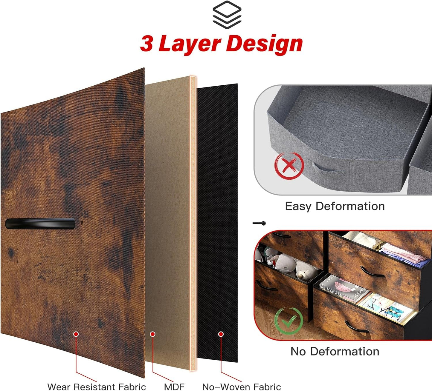 Dresser, Dresser for Bedroom with 9 Drawers, Wide Dresser TV Stand for