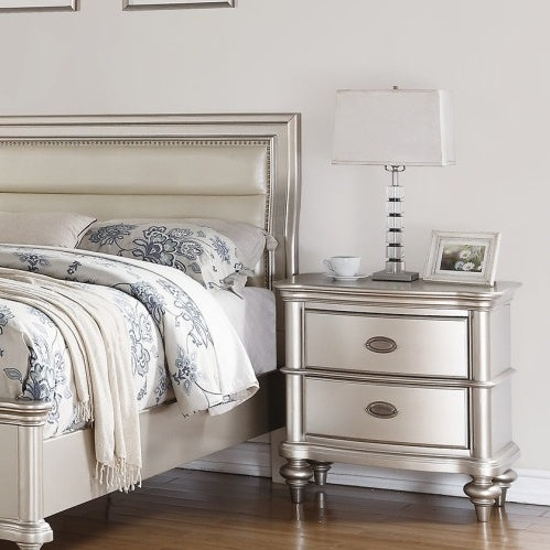 Classic Bedroom Elegant Nightstand Beige White Finish Or Antique