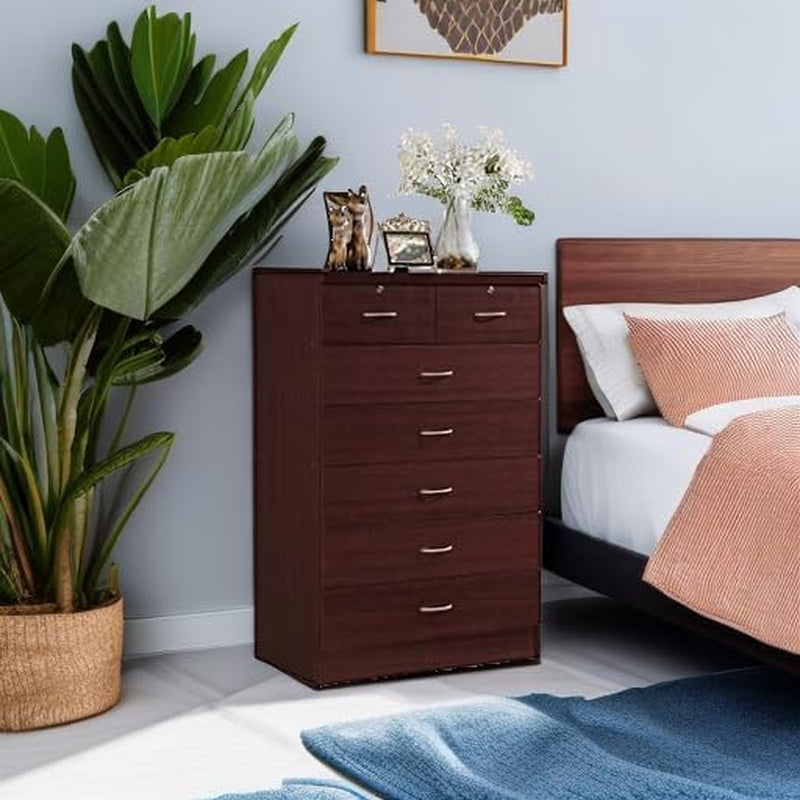 7 Drawer Wood Dresser for Bedroom, 31.5 Inch Wide Chest of Drawers,