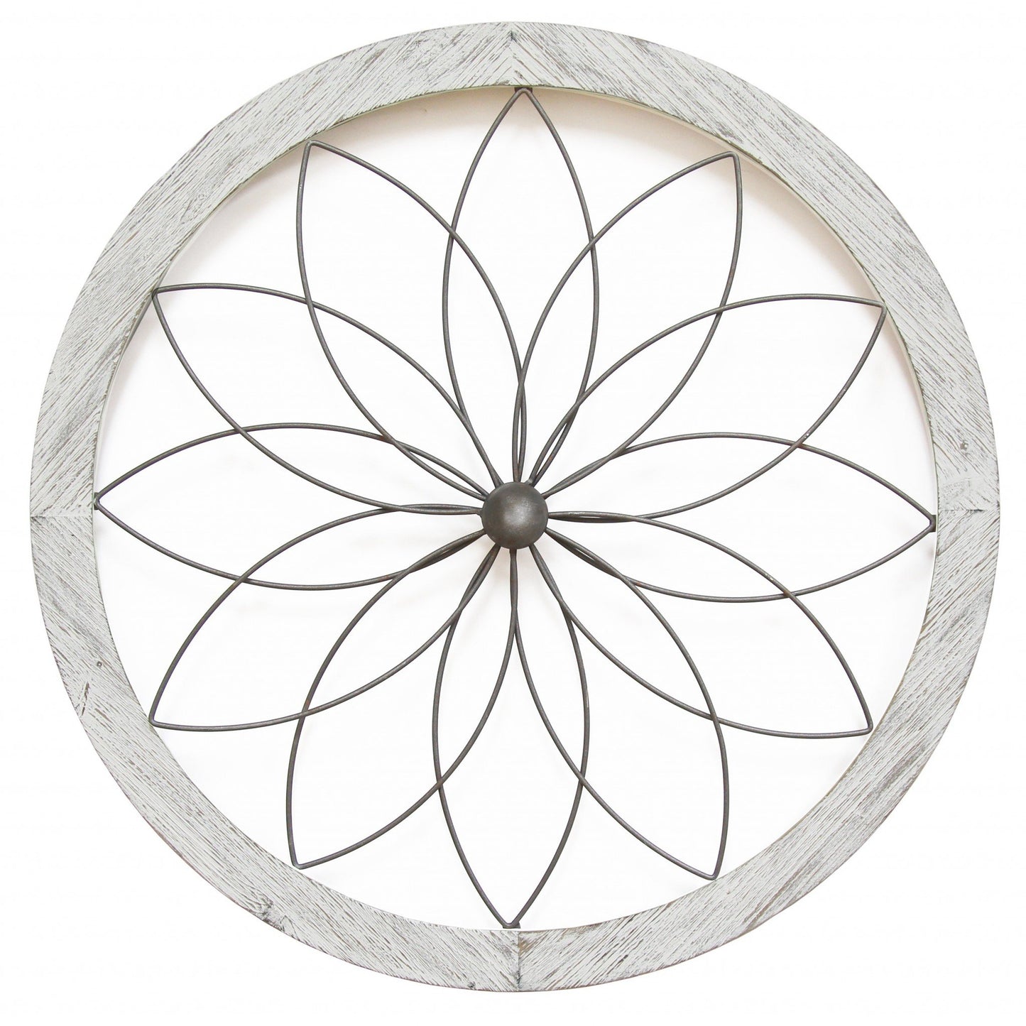 Distressed Chic Flower Metal and Wood Wall Decor
