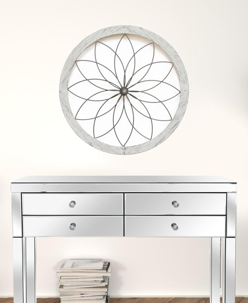 Distressed Chic Flower Metal and Wood Wall Decor
