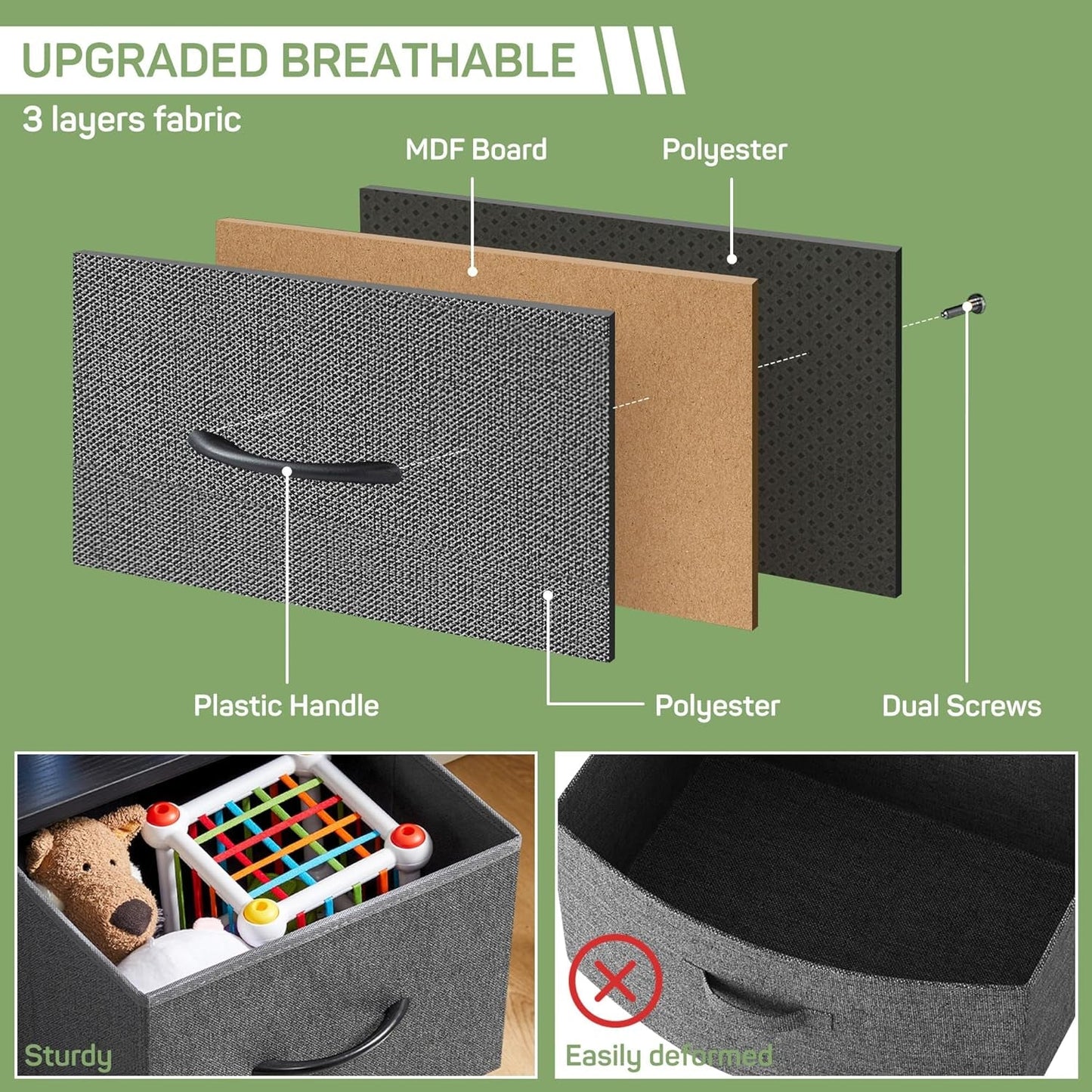 Dresser for Bedroom, 7 Storage Drawers, Anti-Tip Wide Fabric Closet