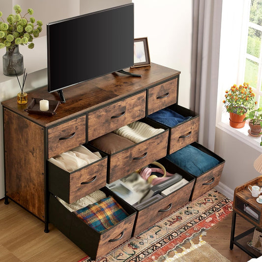 Dresser, Dresser for Bedroom with 9 Drawers, Wide Dresser TV Stand for