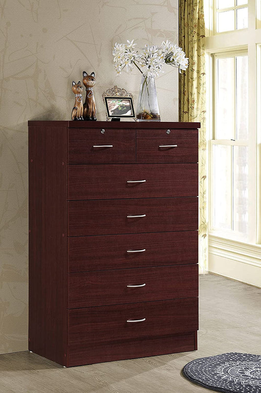 7 Drawer Wood Dresser for Bedroom, 31.5 Inch Wide Chest of Drawers,