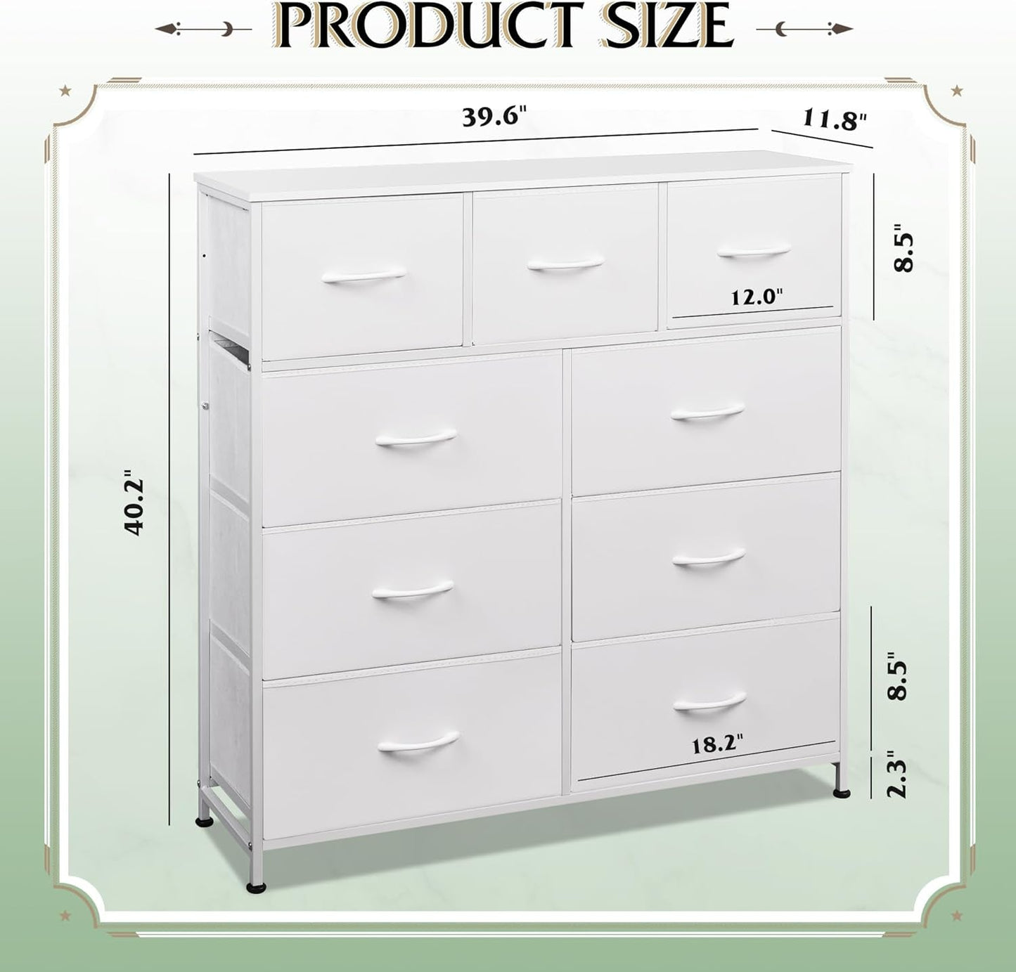 9-Drawer Dresser, Fabric Storage Tower for Bedroom, Hallway, Closet,