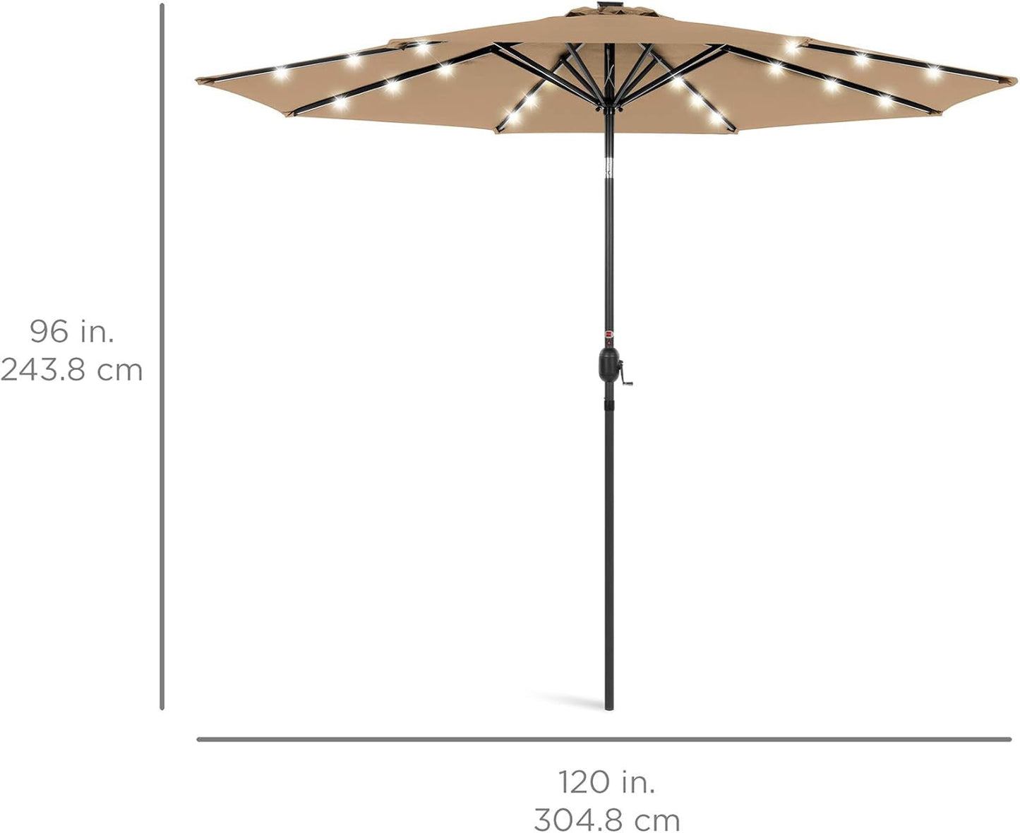 10Ft Solar Polyester LED Lighted Patio Umbrella W/Tilt Adjustment and