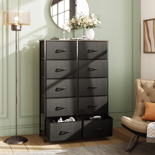 Tall Black Dresser for Bedroom with 10 Drawers, Chest of Drawers,
