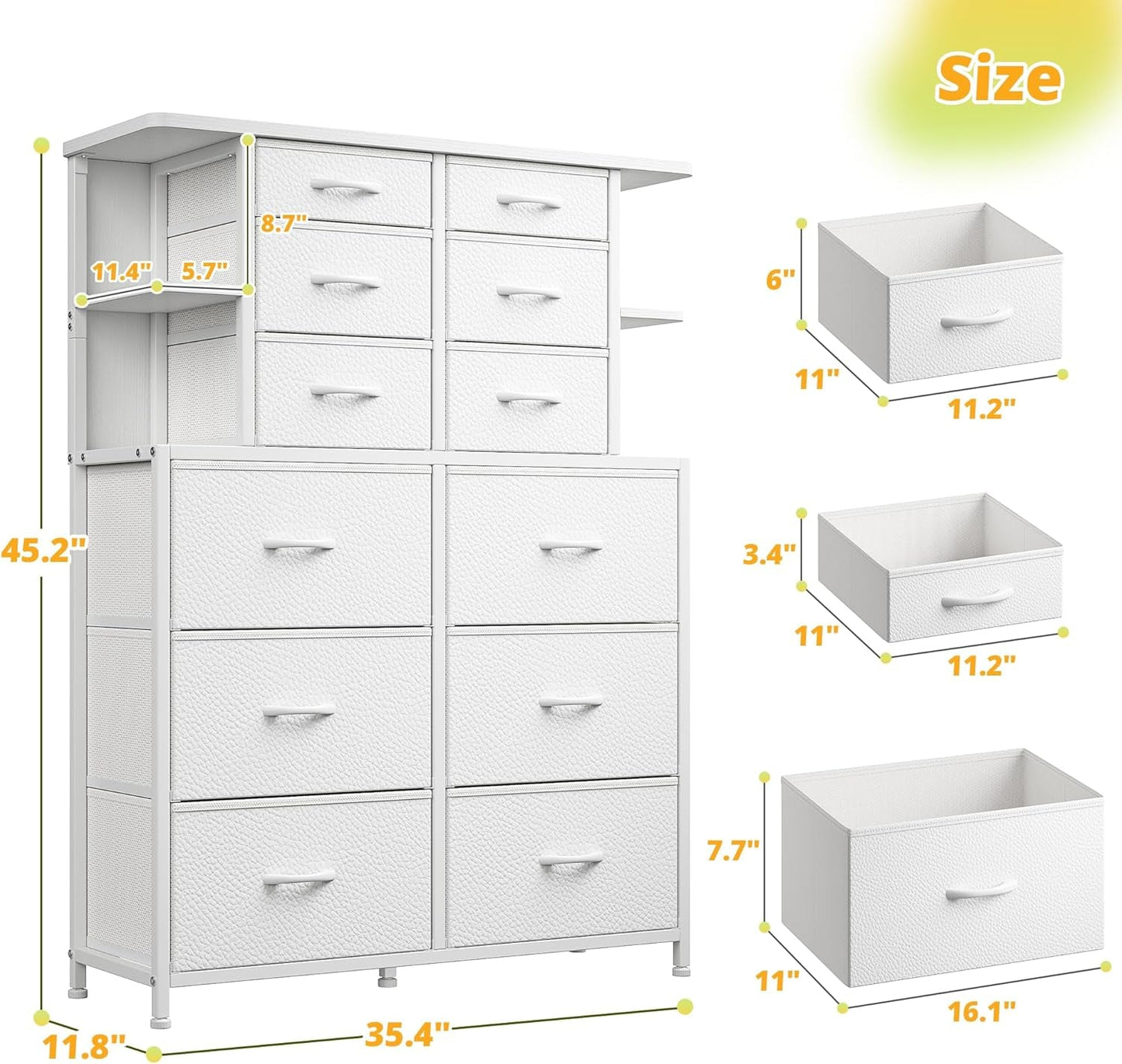 Dresser for Bedroom with LED Lights, 12 Drawers Bedroom Dresser, Black