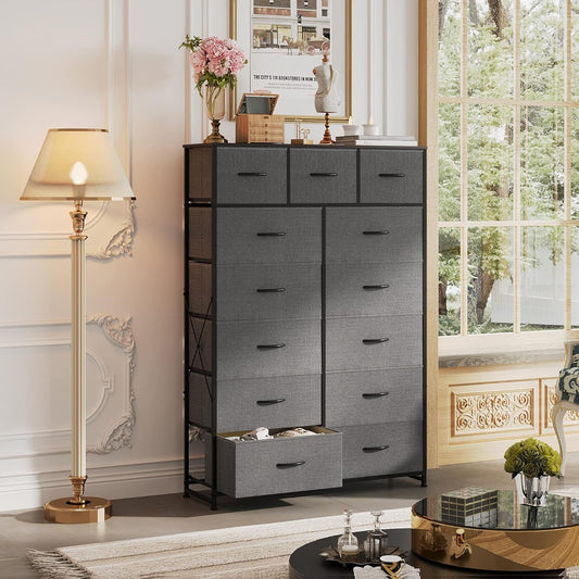 Tall Dresser for Bedroom with 13 Drawers, Storage Dresser Organizer