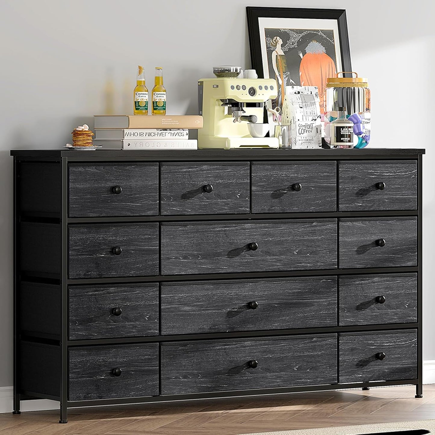 Black Dresser, Dresser for Bedroom with 13 Storage Drawers, Dressers &