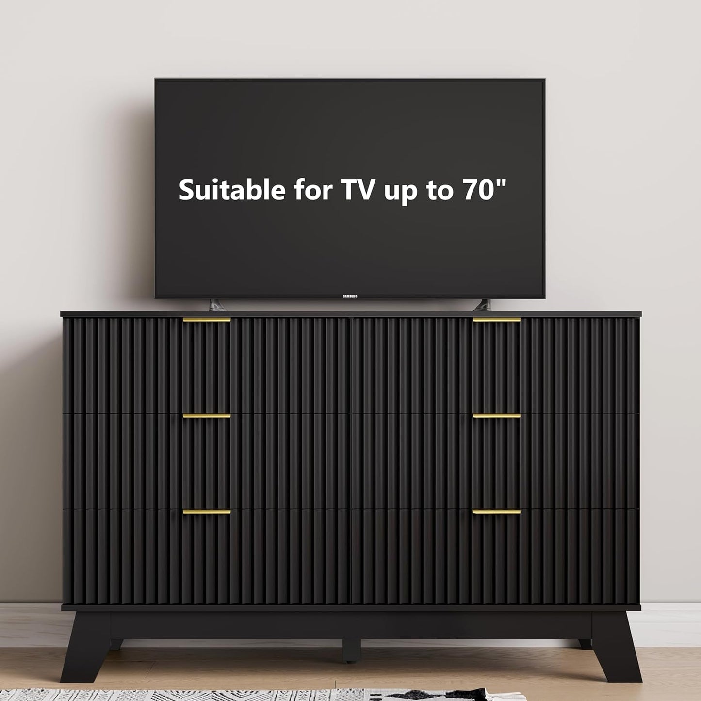 6 Drawers Dresser for Bedroom, Fluted Dresser Chest of Drawers with