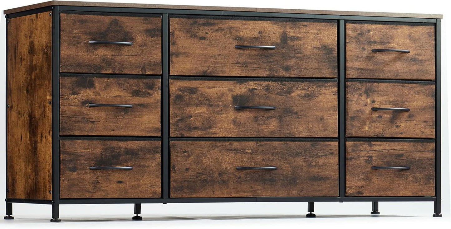 Dresser, Dresser for Bedroom with 9 Drawers, Wide Dresser TV Stand for
