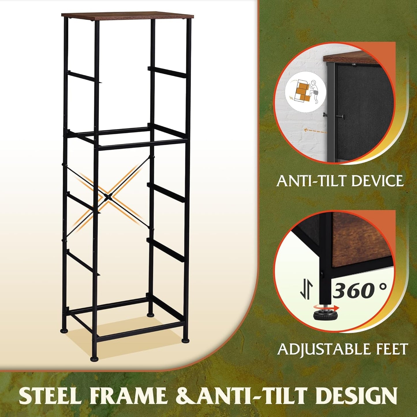 Fabric Dresser, 5-Drawer Tall Dresser for Bedroom, Storage Dresser