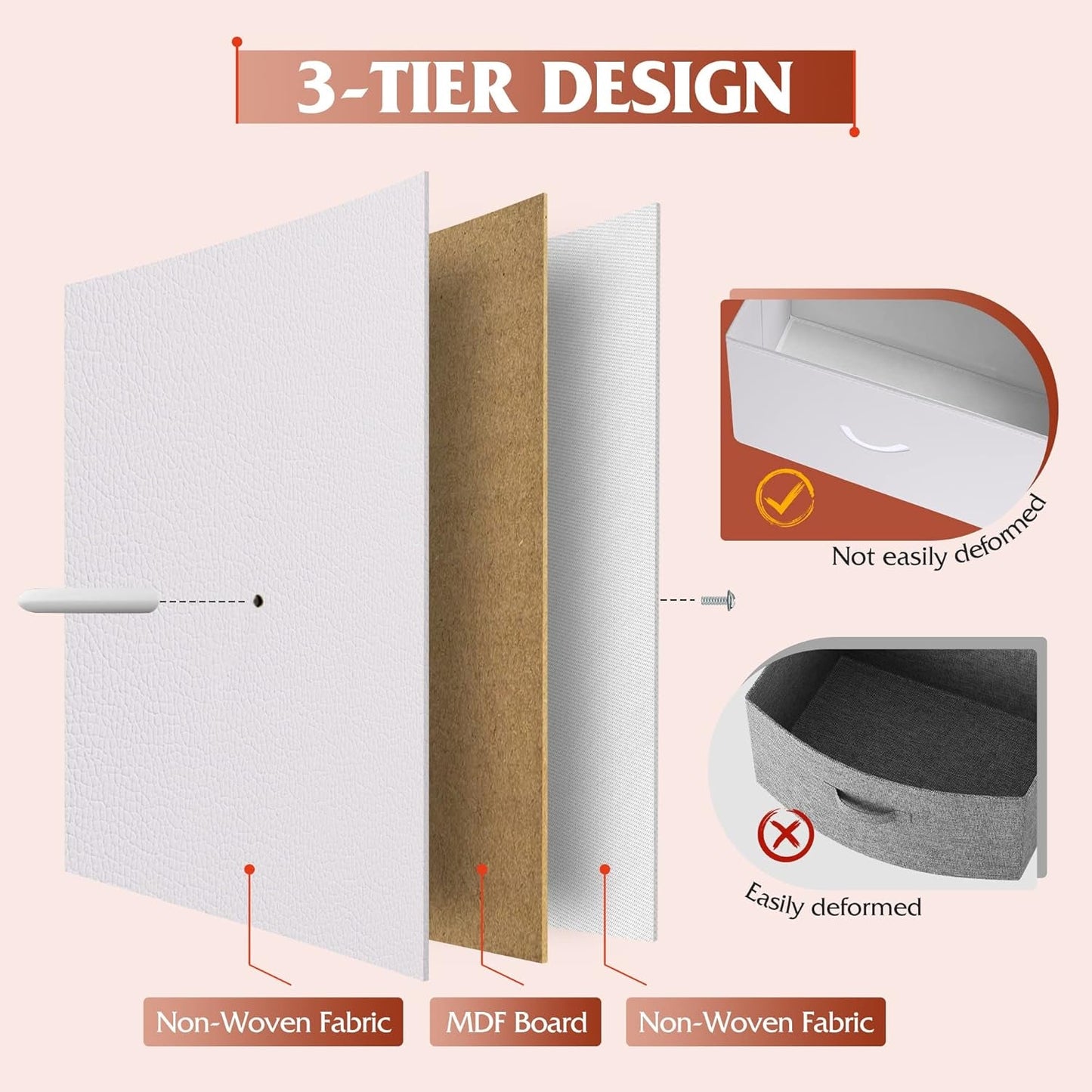 Fabric Dresser for Bedroom with 10 Drawers, Tall Chest of Drawers,