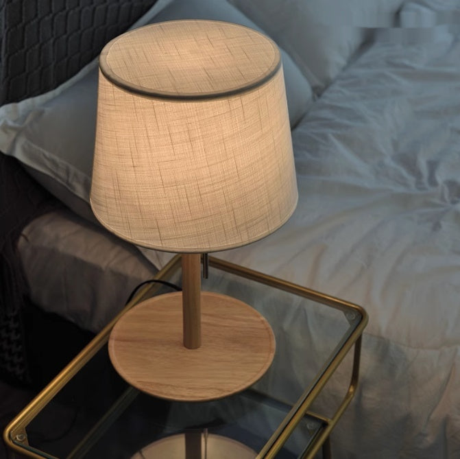 Oak Hardwood Bedroom Nightstand Light