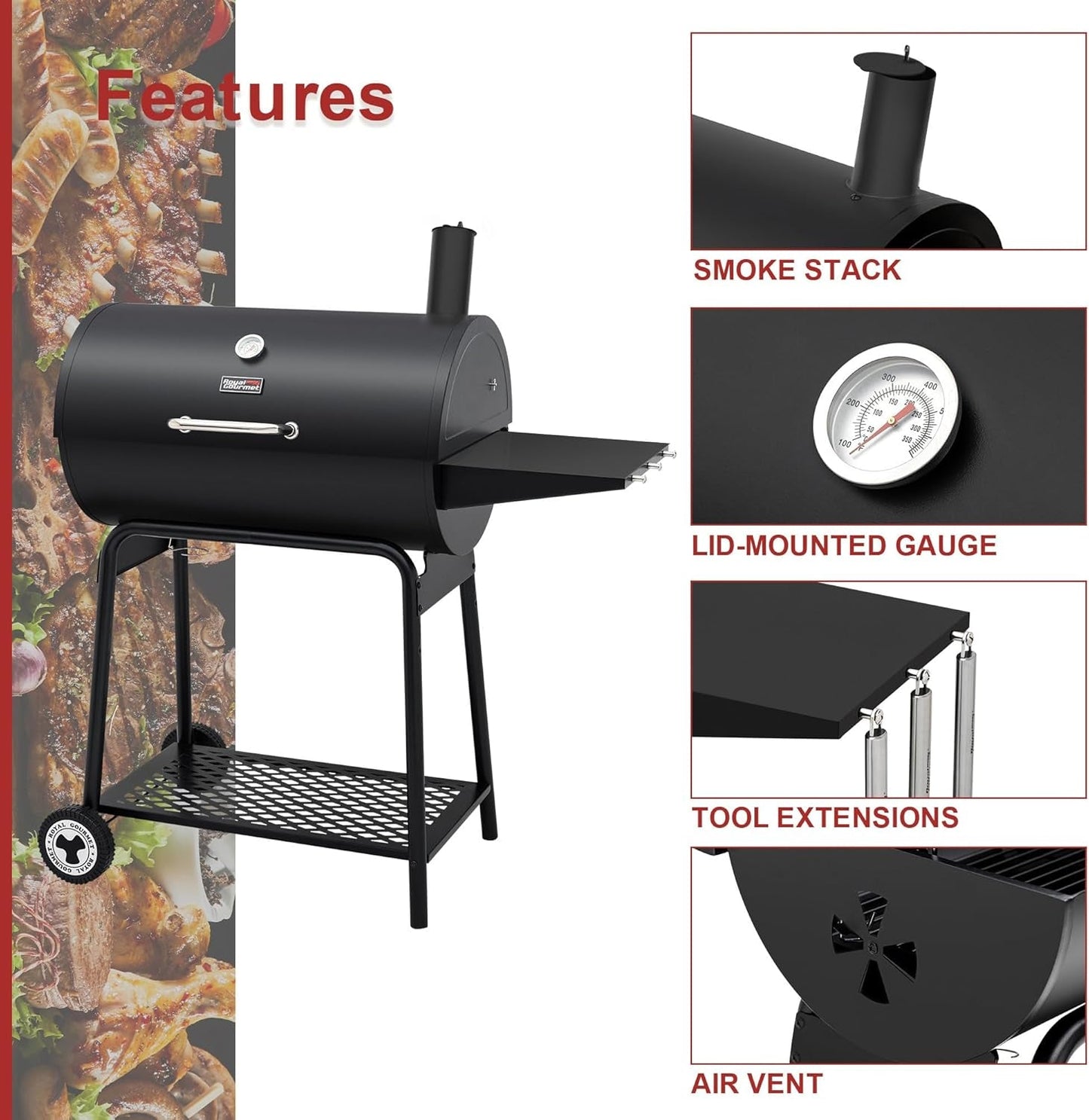 30 Inch Barrel Charcoal Grill: 627 Inch, Outdoor BBQ