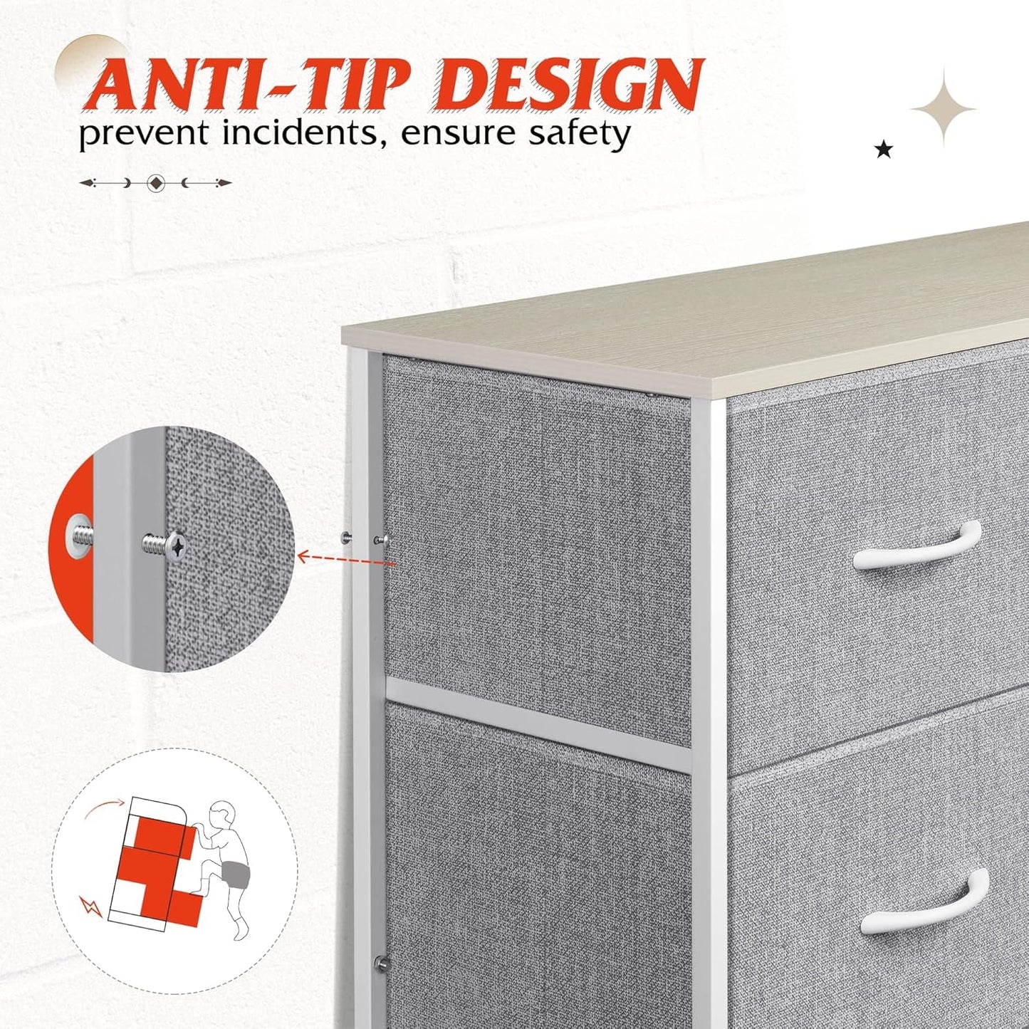 Tall Dresser for Bedroom with 10 Drawers, Chest of Drawers, Dressers