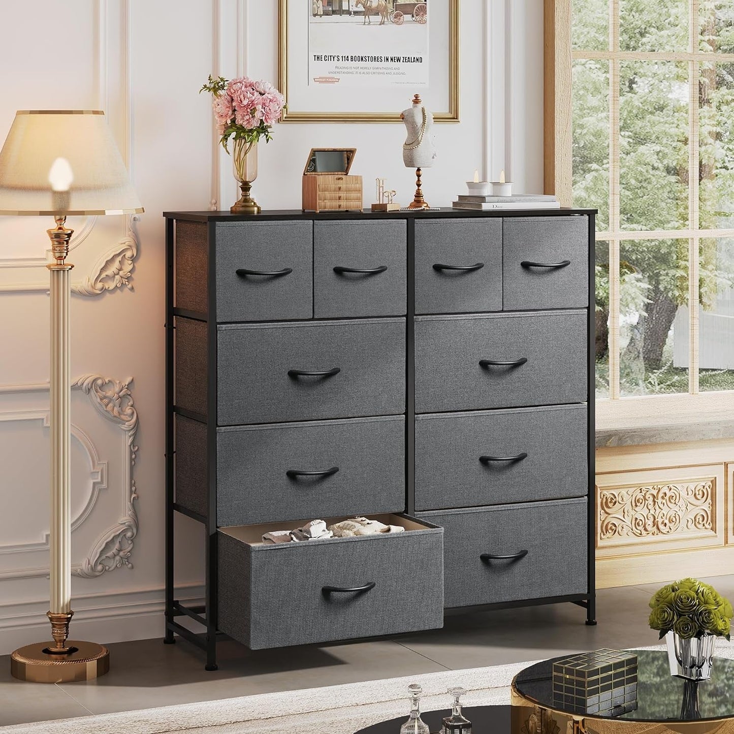 Fabric Dresser for Bedroom, Dresser with 10 Drawers, Storage Tower