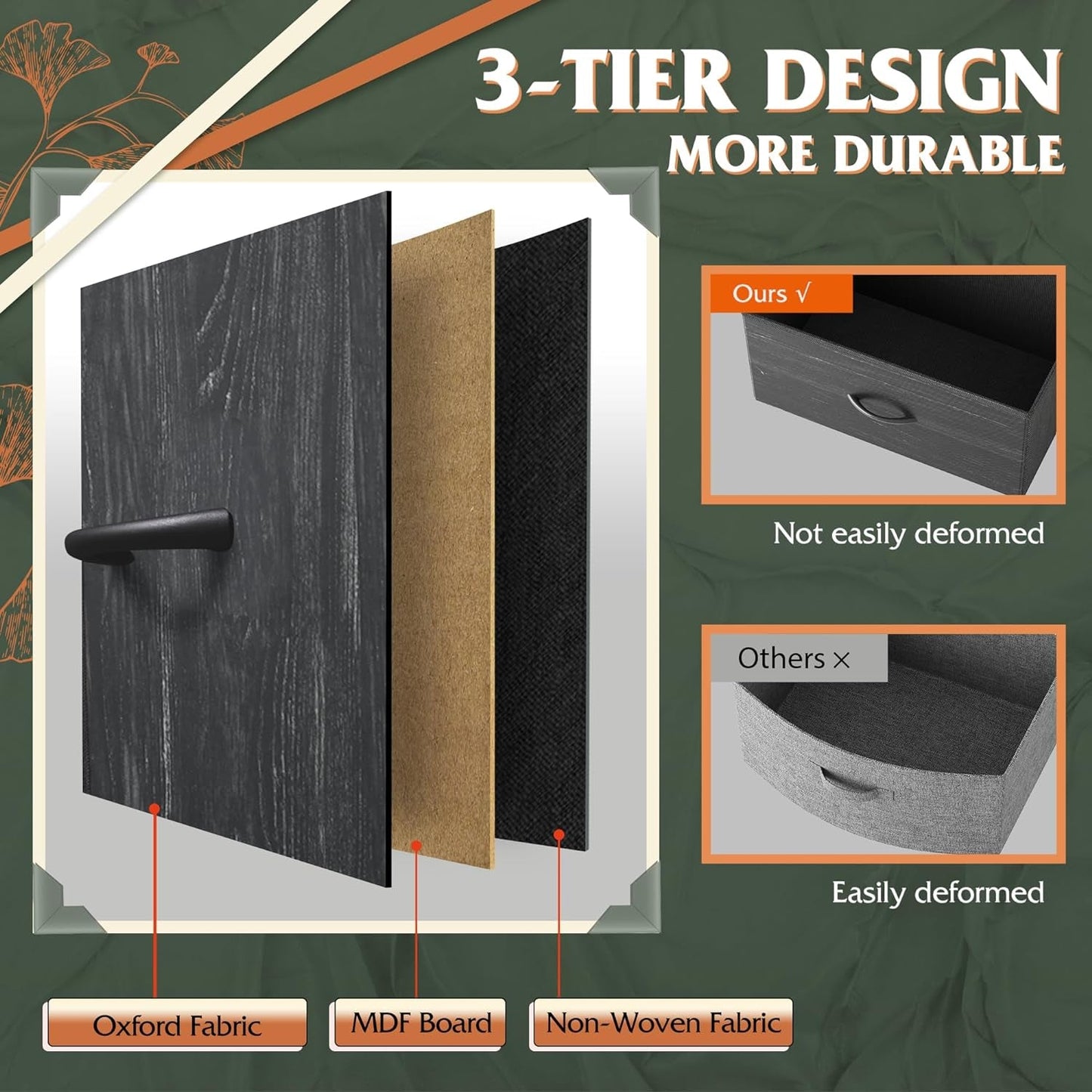 Tall Fabric Dresser for Bedroom with 8 Drawers, Storage Tower with