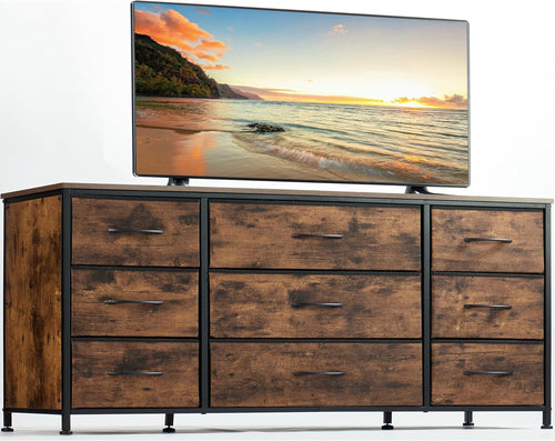 Dresser, Dresser for Bedroom with 9 Drawers, Wide Dresser TV Stand for