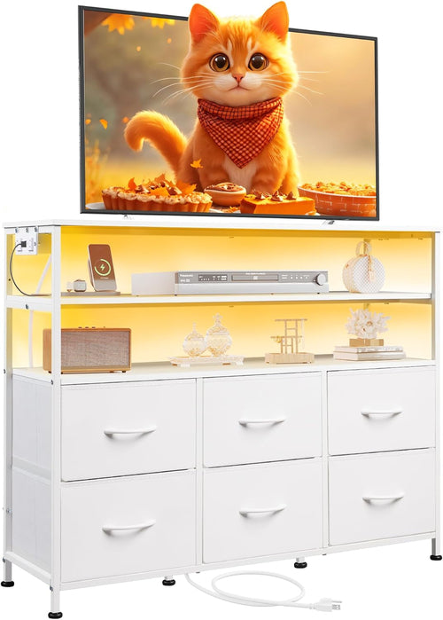 Led Dresser TV Stand for Bedroom, Entertainment Center with LED Lights