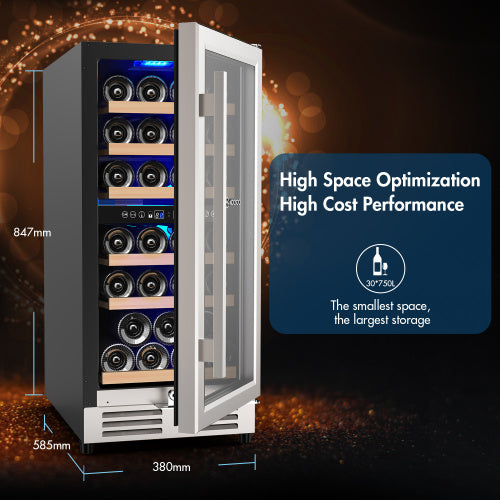 15 Inch Dual Zone Wine Cooler Refrigerator Wine Fridge