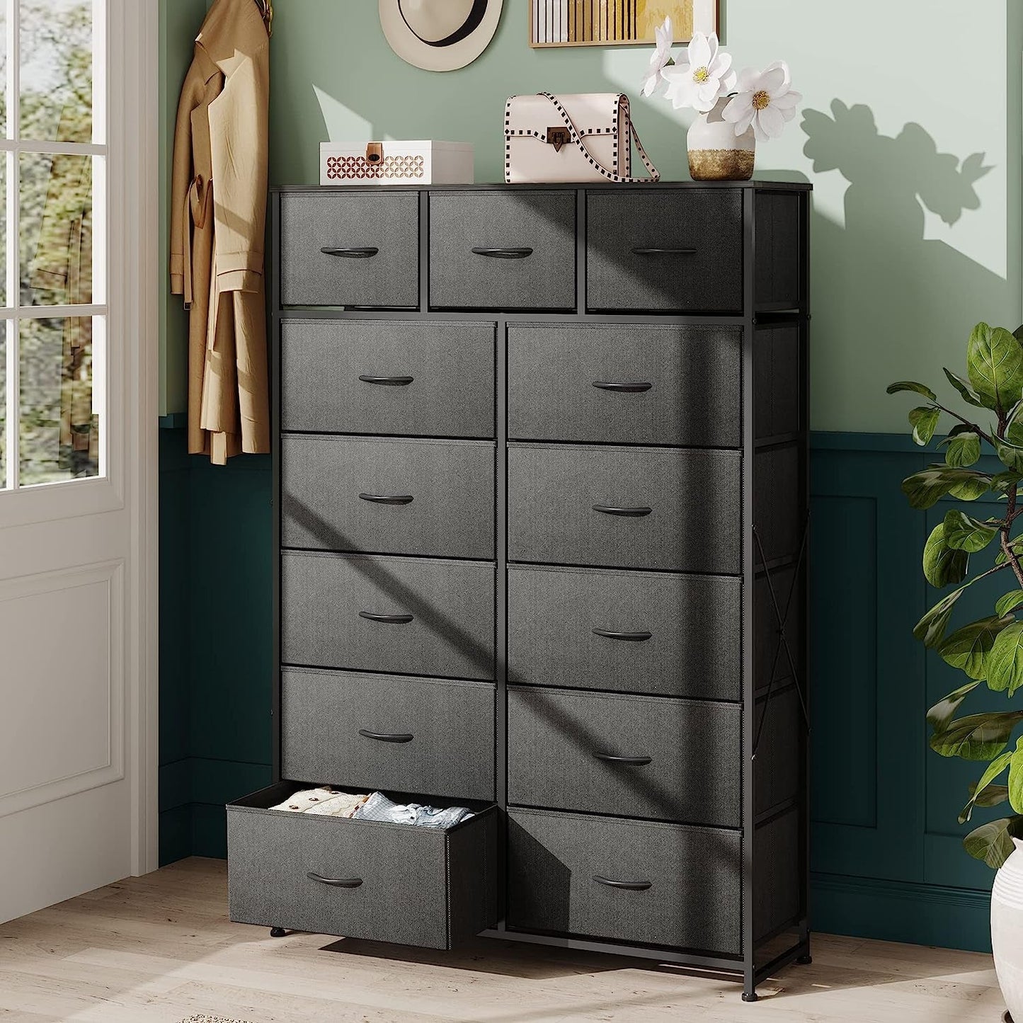 Tall Dresser for Bedroom with 13 Drawers, Storage Dresser Organizer