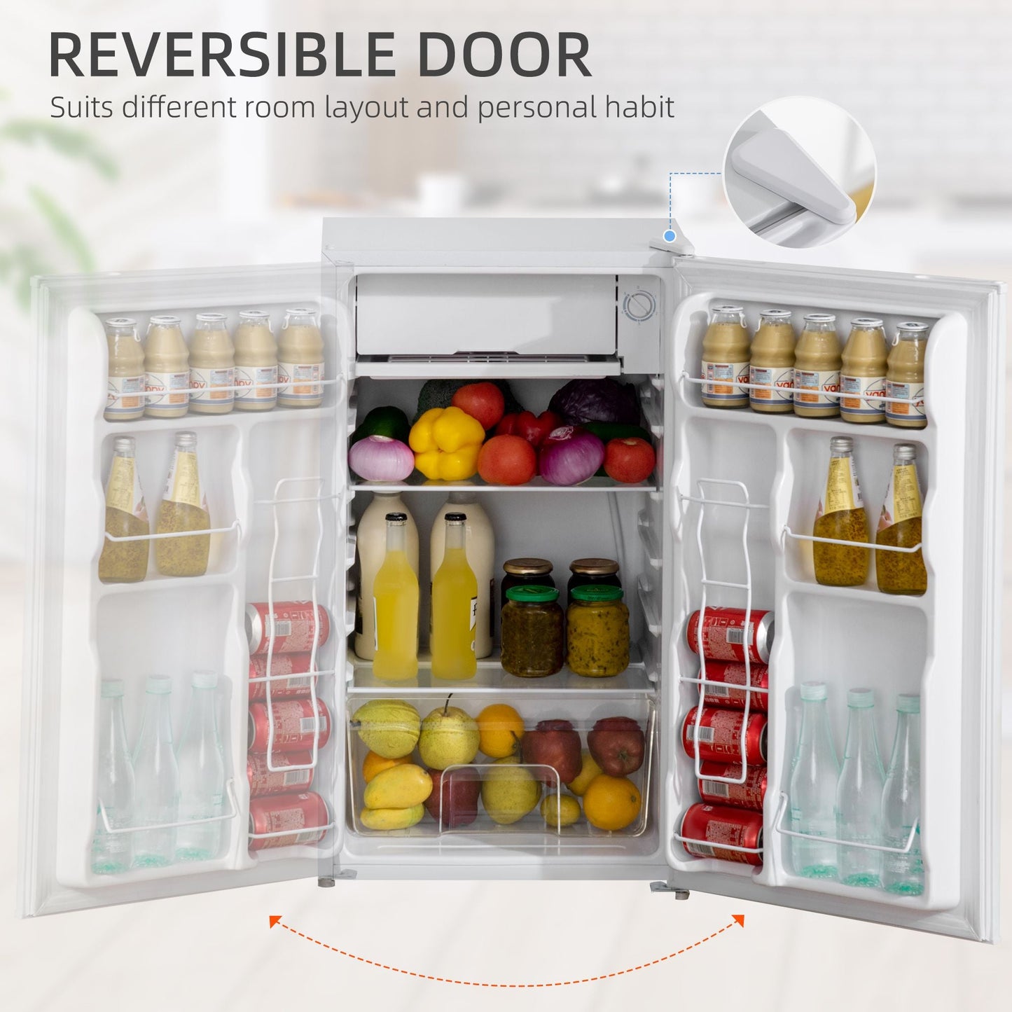 3.2 Cu.Ft Mini Fridge with Freezer, Single Door Compact Refrigerator