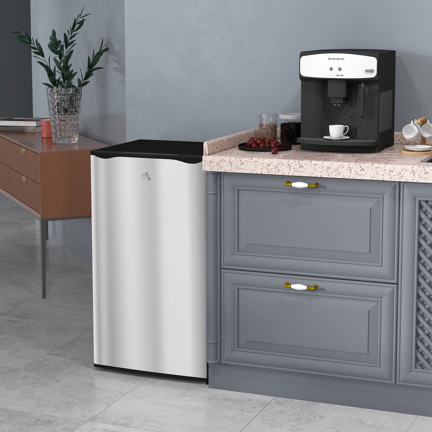 HOMCOM 3.2 Cu.Ft Mini Fridge with Freezer, Single Door Compact