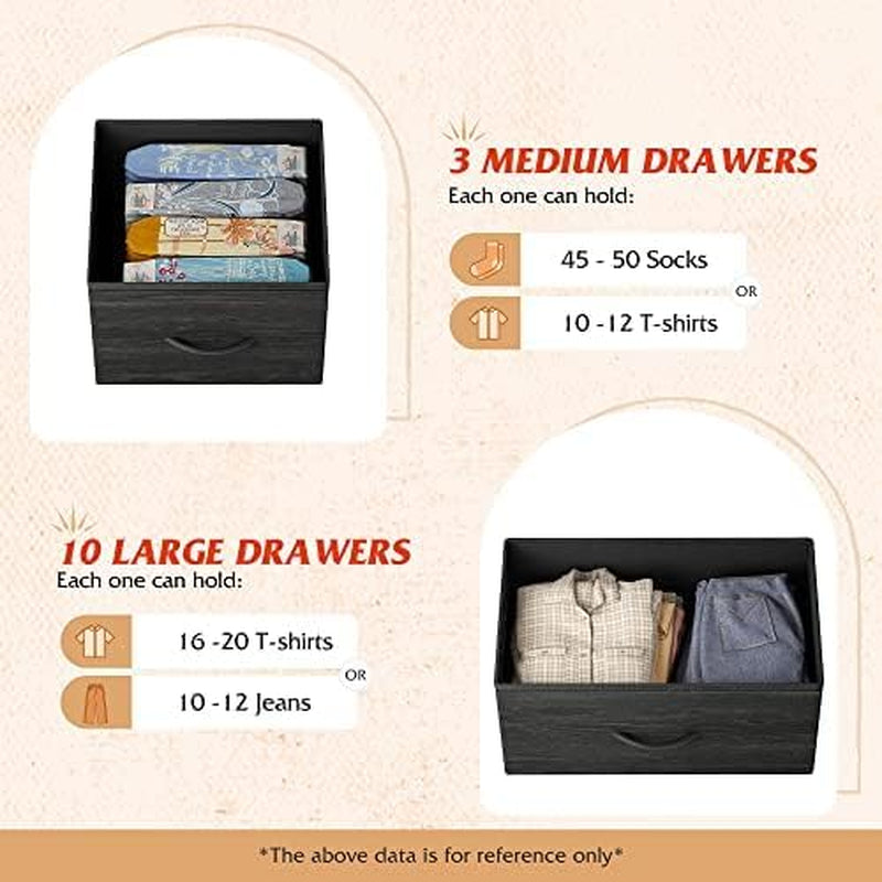 Tall Dresser for Bedroom with 13 Drawers, Storage Dresser Organizer