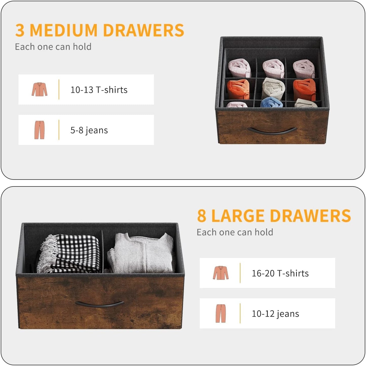 Dresser for Bedroom with 11 Drawer, Dressers & Chests of Drawers with