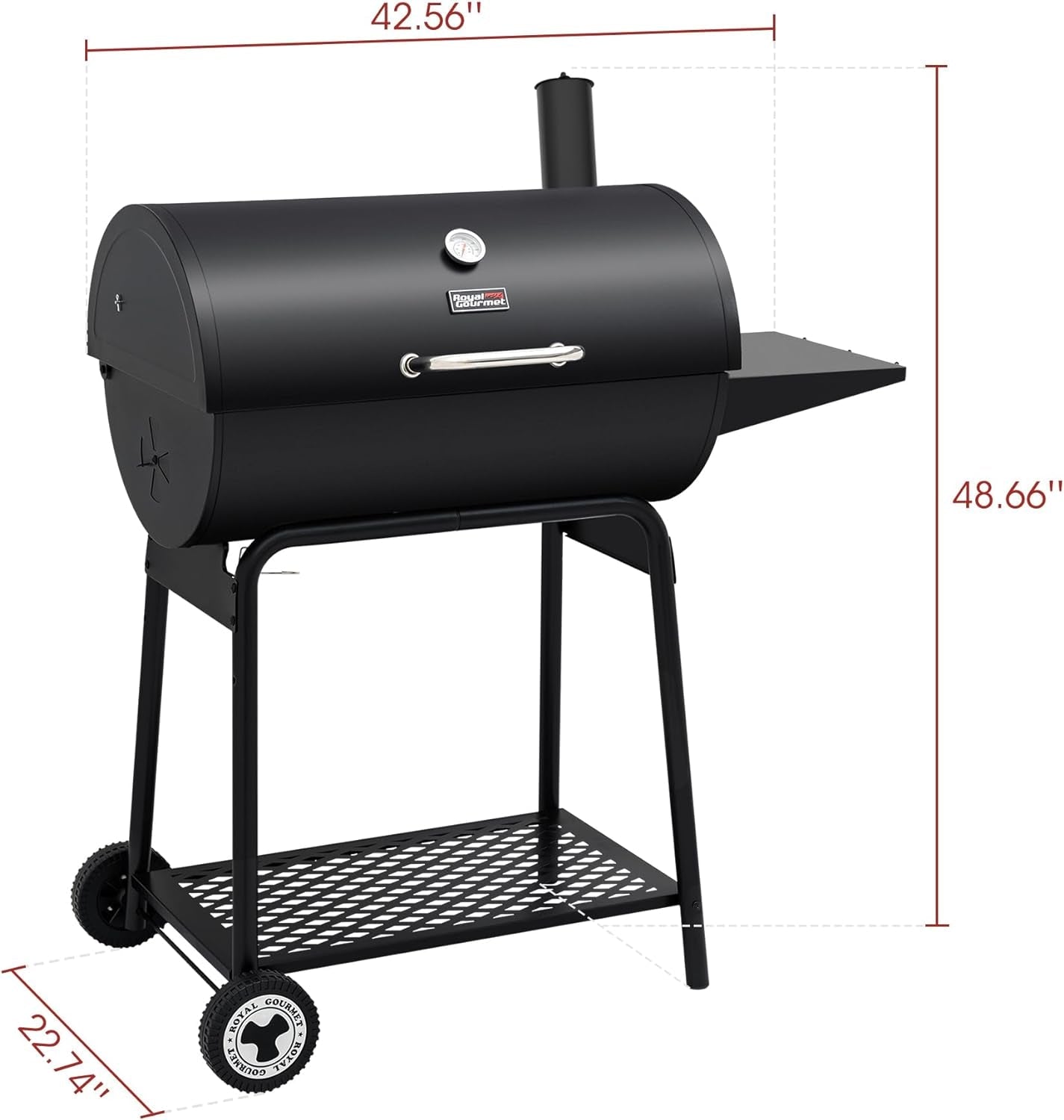 30 Inch Barrel Charcoal Grill: 627 Inch, Outdoor BBQ
