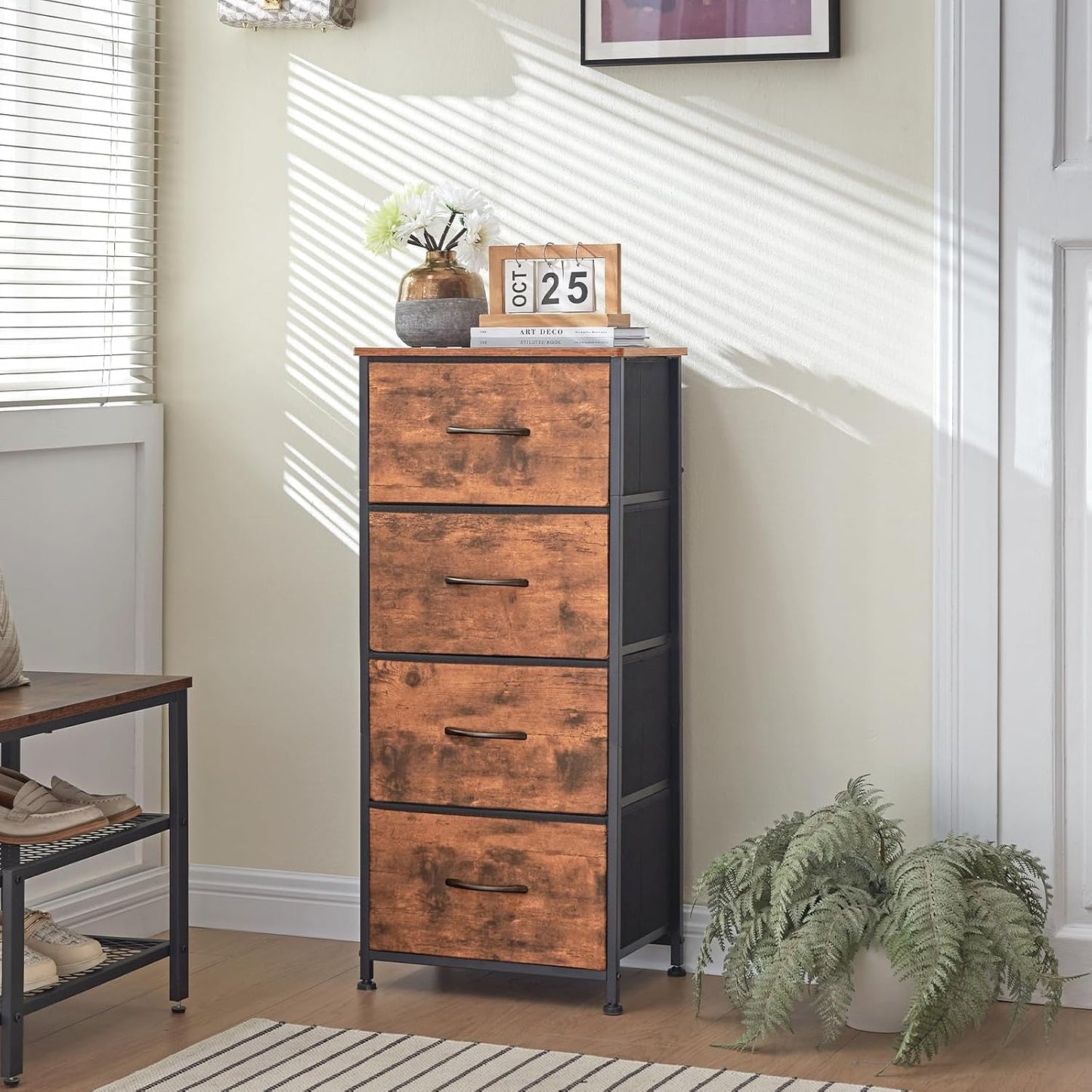 Tall Dresser for Bedroom with 4 Drawers, Storage Organizer Chest of