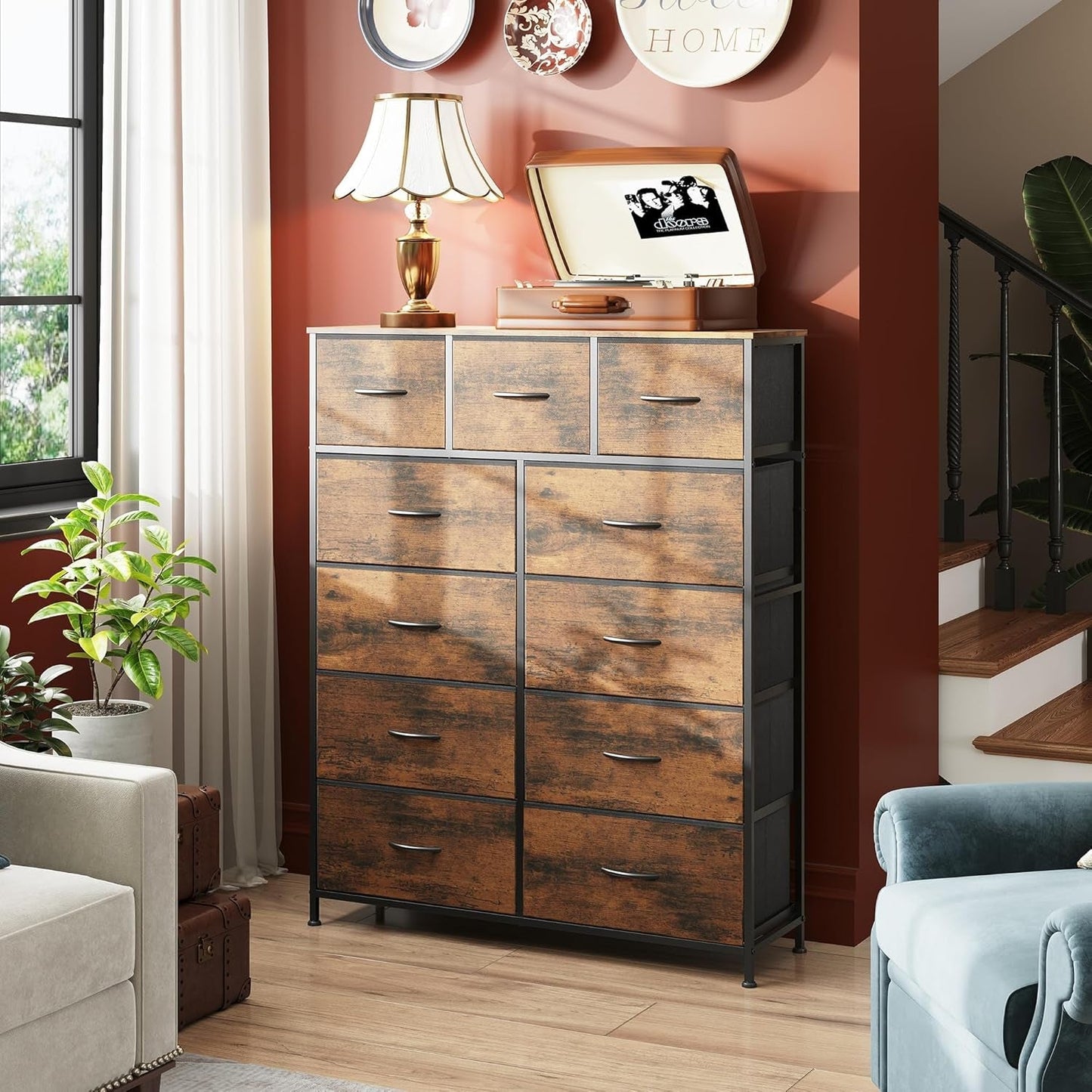 Tall Dresser for Bedroom, Fabric Dresser Storage Tower, Dresser &