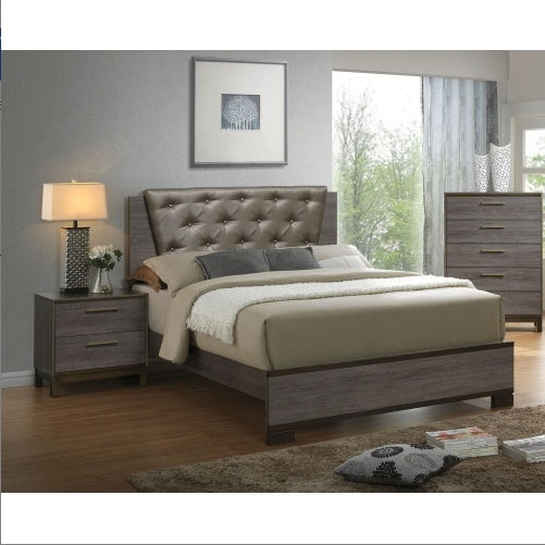 Contemporary 1pc Nightstand Two Tone Antique Gray Bedroom Furniture