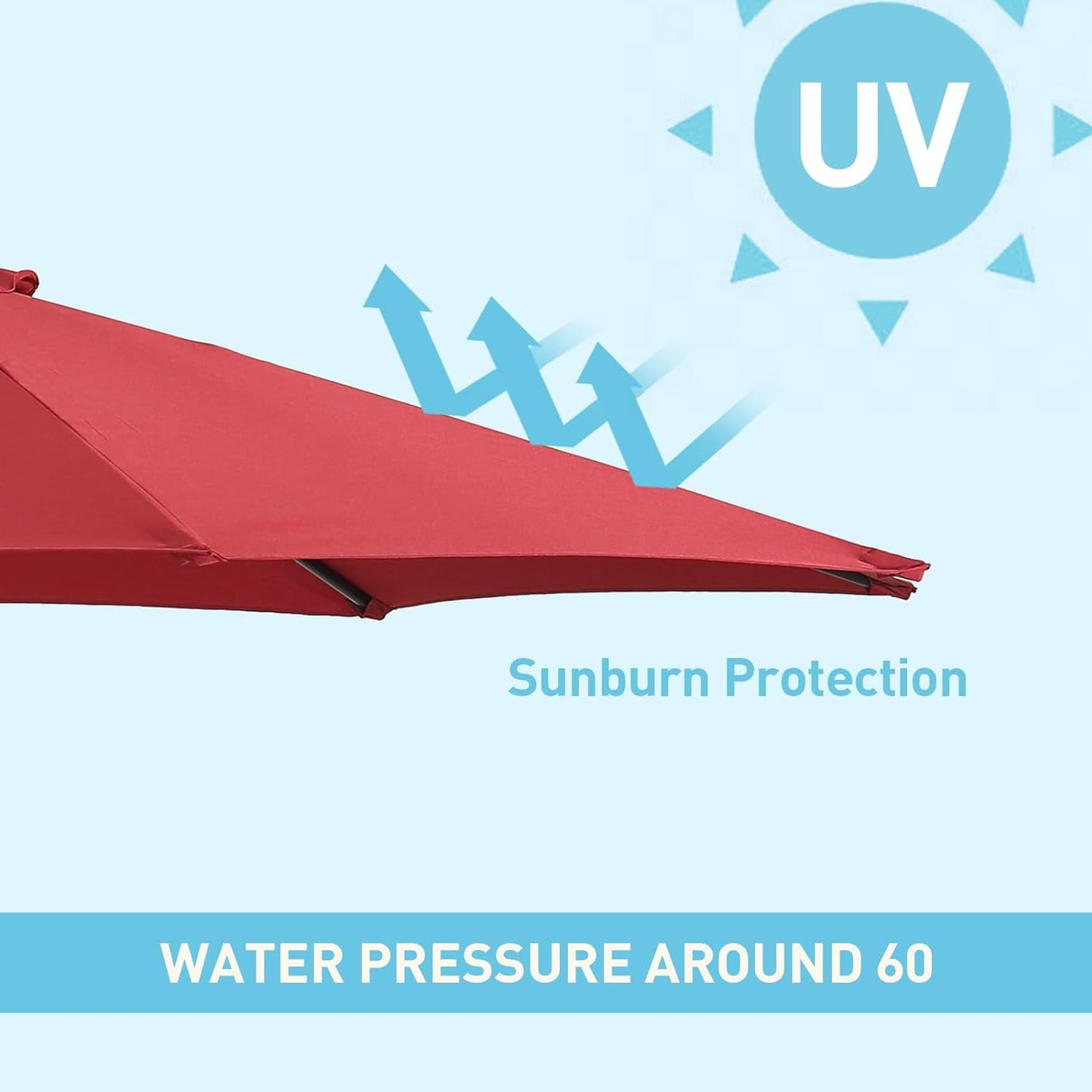 15ft Double Sided Patio Umbrella with Base Red